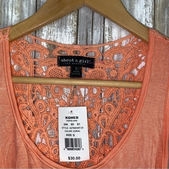NWT About A Girl Peach Lace Back Tank - Picture 4 of 4